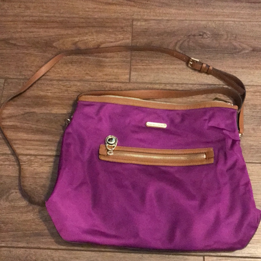 Michael Kors purple satin cross body bag